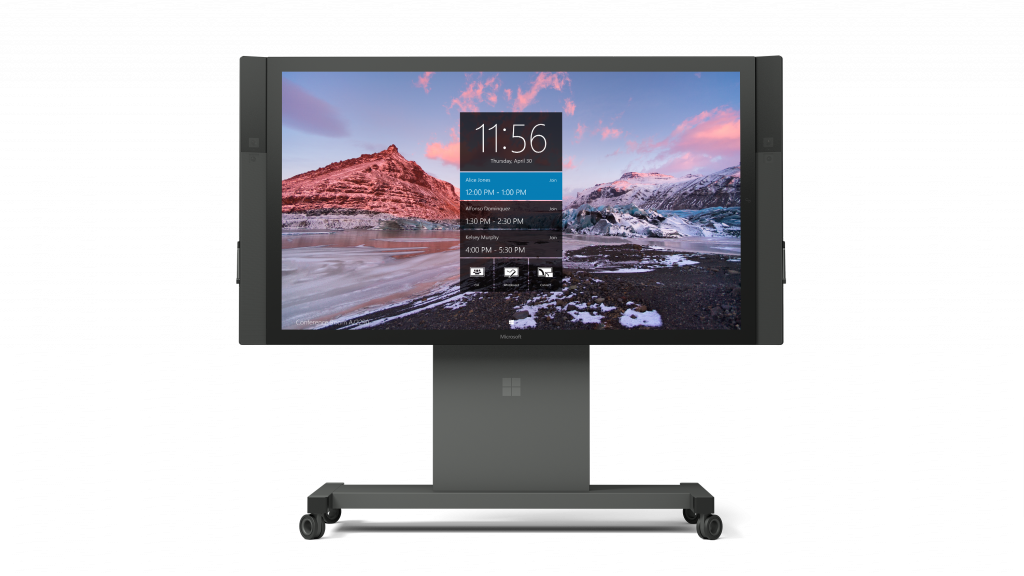 Microsoft Surface Hub 84-inch collaborative display on its rolling stand